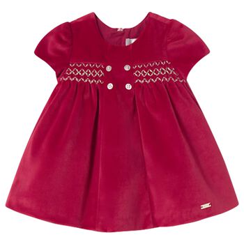 Baby Girls Red Smocked Dress