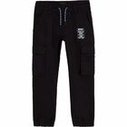 Boys Black Logo Trousers, 1, hi-res
