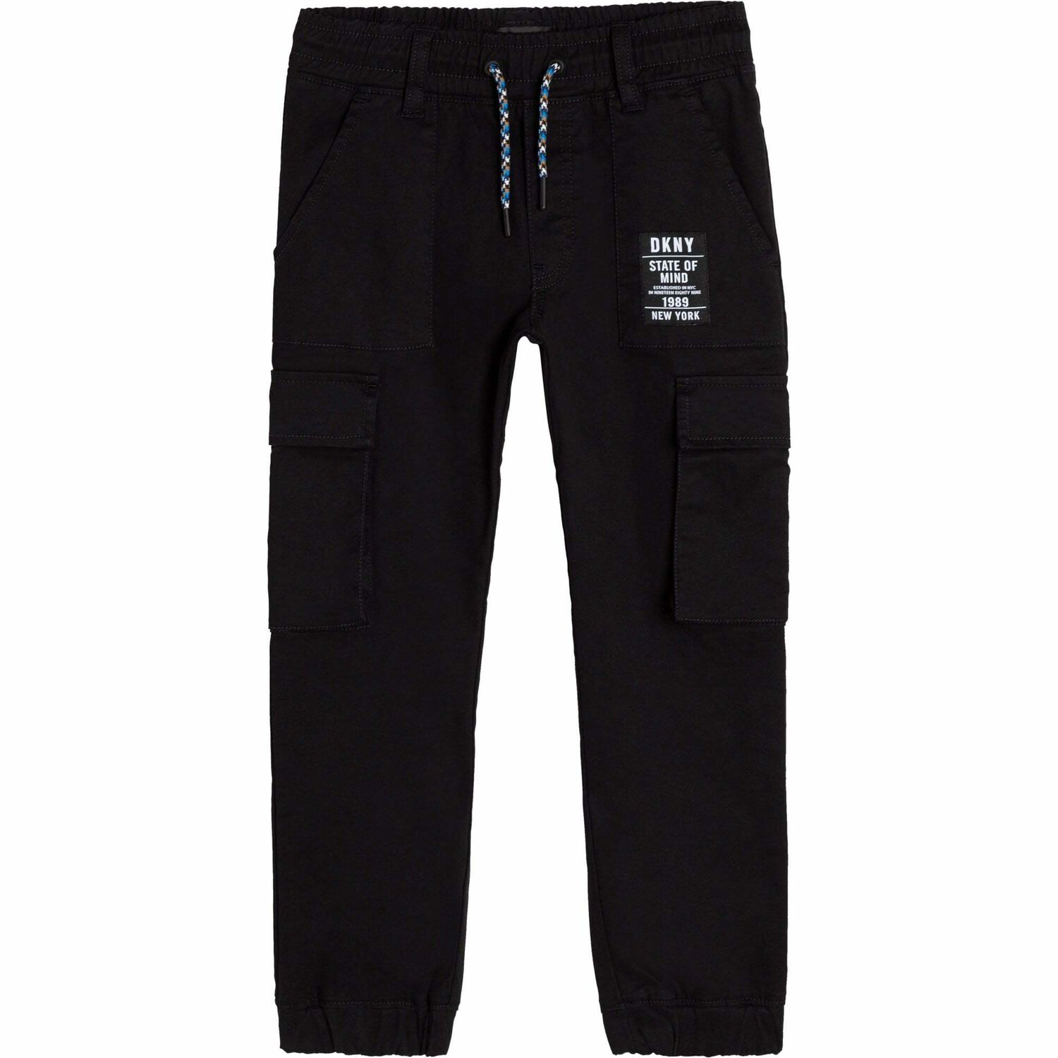 Boys Black Logo Trousers, 1, hi-res