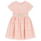 Girls Pink Broderie Anglaise Dress, 1, hi-res