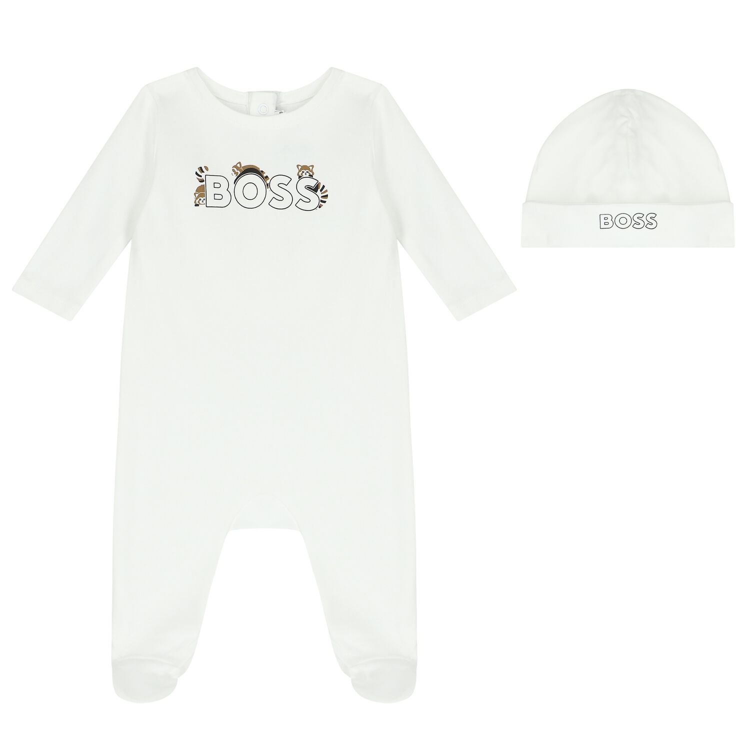 White Logo Babygrow Gift Set, 1, hi-res
