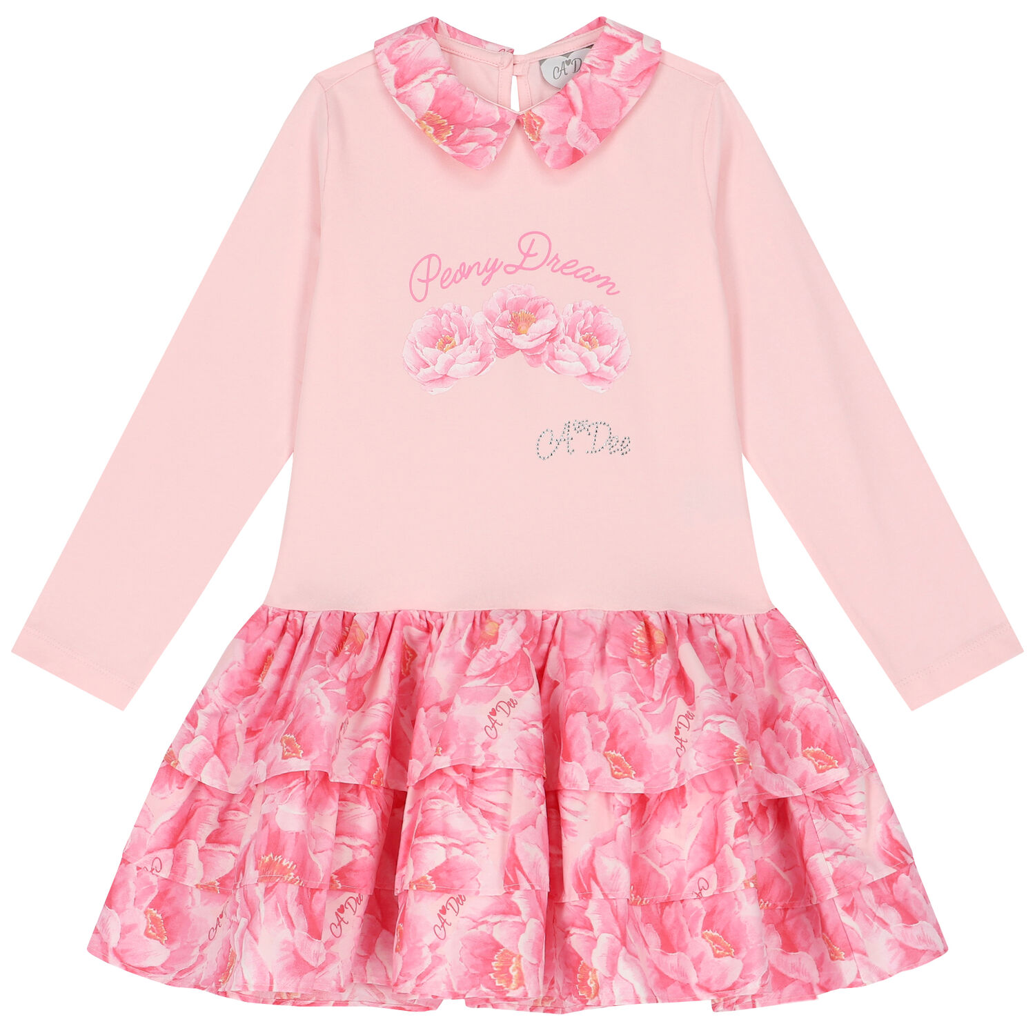 Girls Pink Floral Dress, 1, hi-res