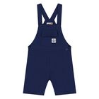 Baby Boys White & Navy Blue Dungaree Set, 1, hi-res
