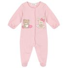 Baby Girls Pink Teddy Bear Babygrows ( 2-Pack ), 2, hi-res