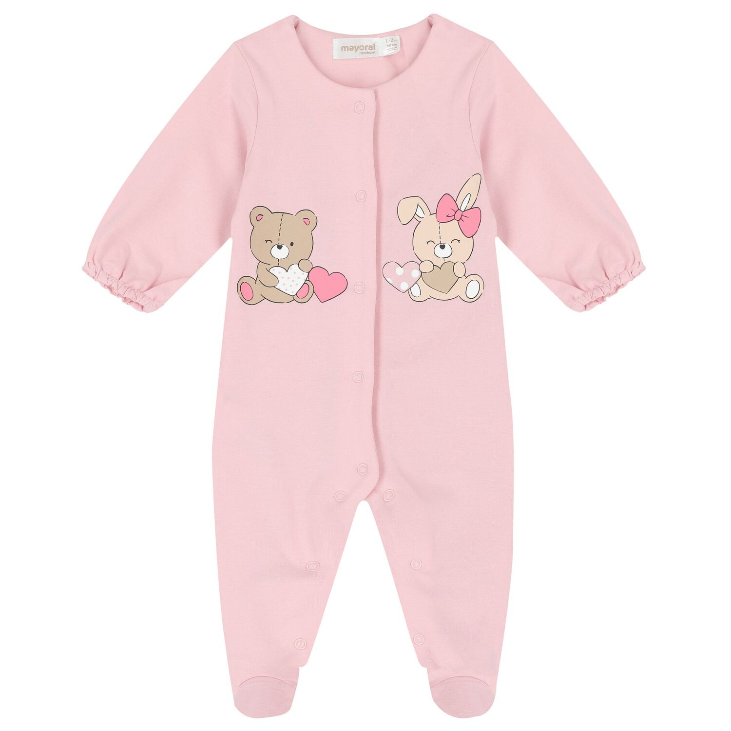 Baby Girls Pink Teddy Bear Babygrows ( 2-Pack ), 2, hi-res