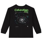 Boys Black Logo Long Sleeve Top, 1, hi-res