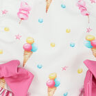 Girls White & Pink Ice Cream Swimsuit, 1, hi-res