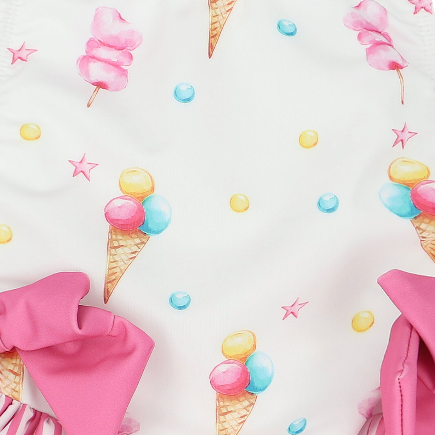 Girls White & Pink Ice Cream Swimsuit, 1, hi-res