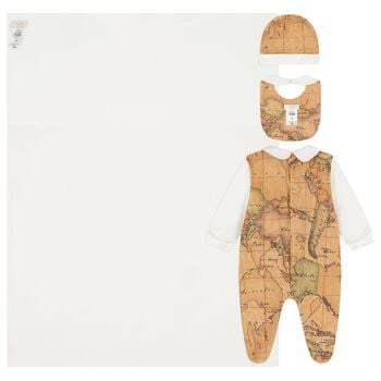 Beige & Ivory Geo Map Babygrow Gift Set