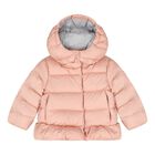 Baby Girls Pink Logo Puffer Jacket, 1, hi-res