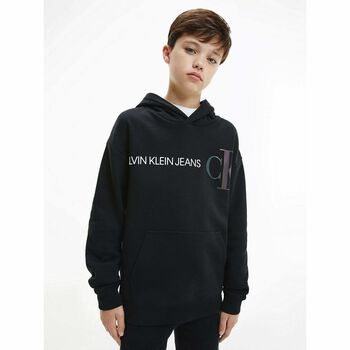 Boys Black Logo Hooded Top