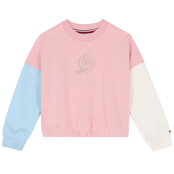 Girls Pink Colourblock Sweatshirt