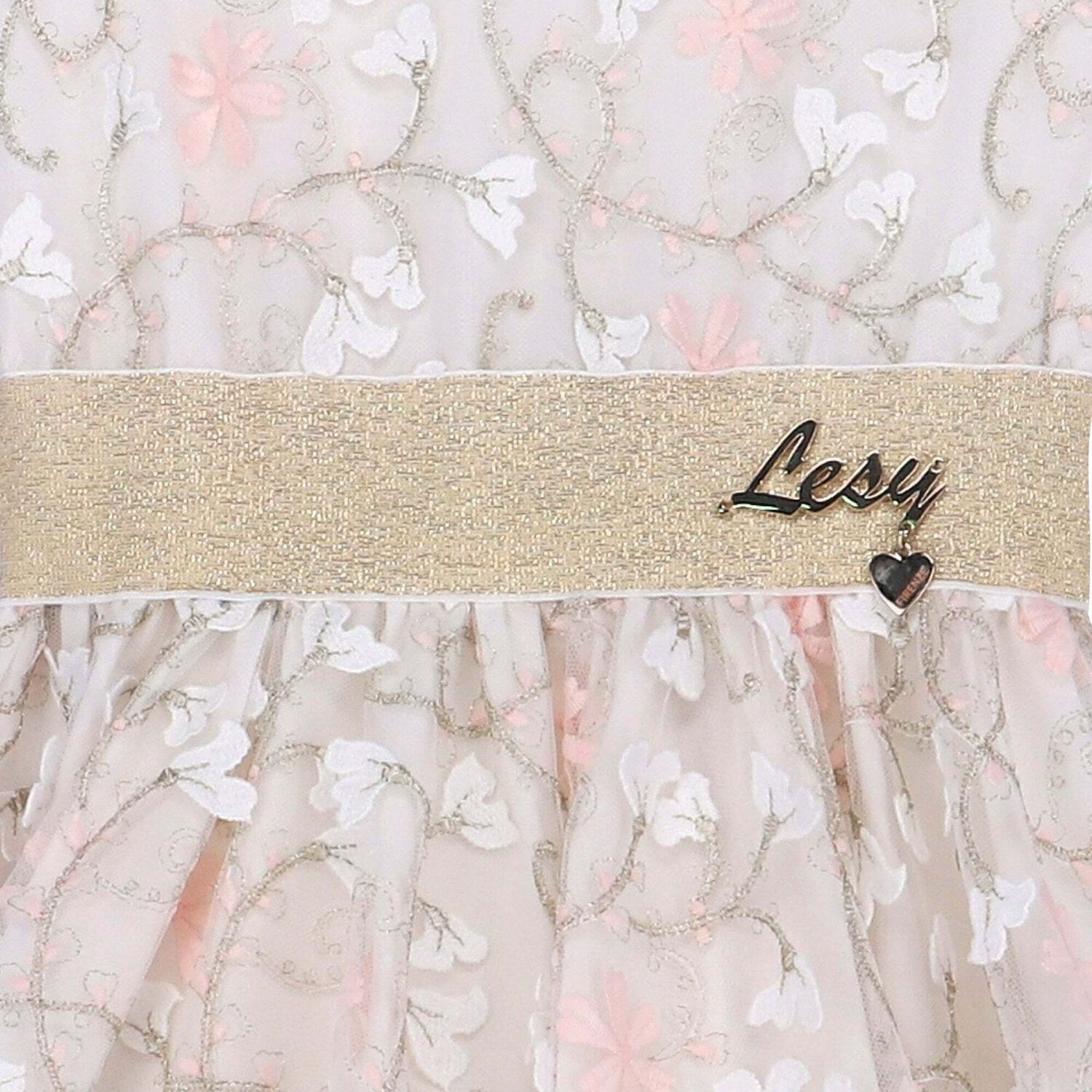 Girls Embellished Floral Light Pink Dress, 1, hi-res