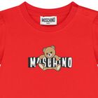 Younger Girls Red Teddy Bear Logo Dress, 3, hi-res