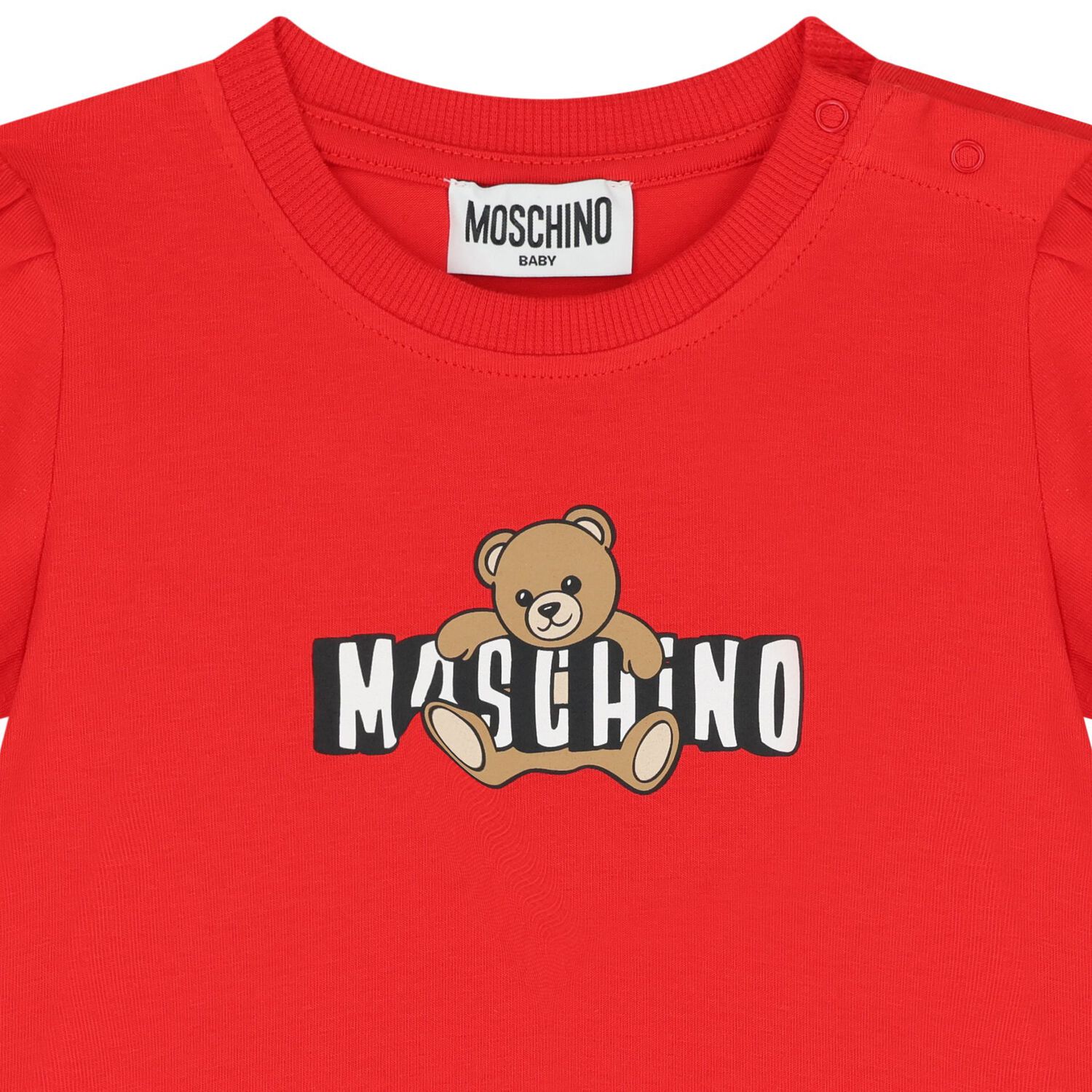 Younger Girls Red Teddy Bear Logo Dress, 3, hi-res
