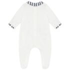 Baby Boys Ivory & Navy Blue Logo Babygrow, 1, hi-res