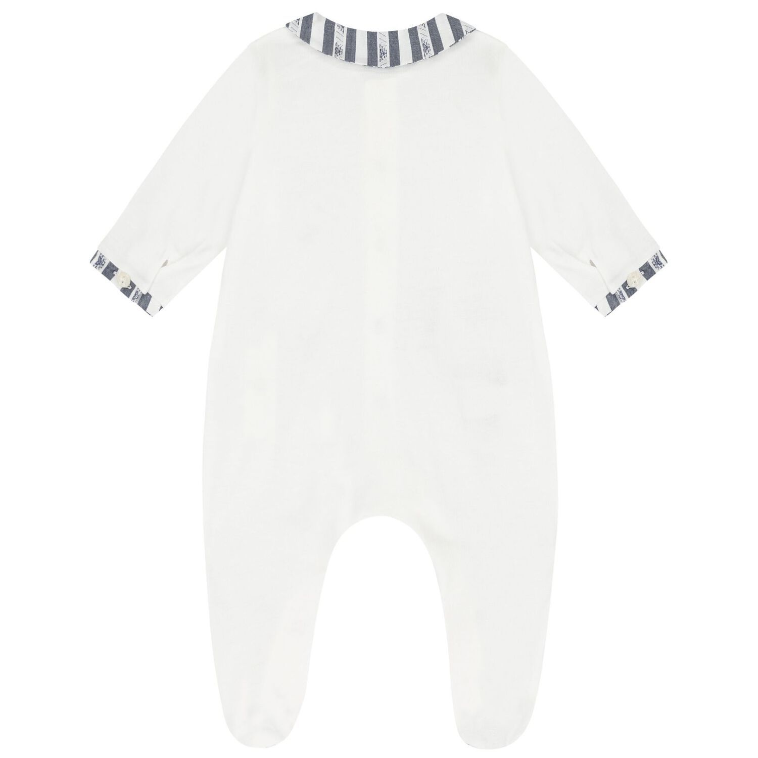 Baby Boys Ivory & Navy Blue Logo Babygrow, 1, hi-res image number null