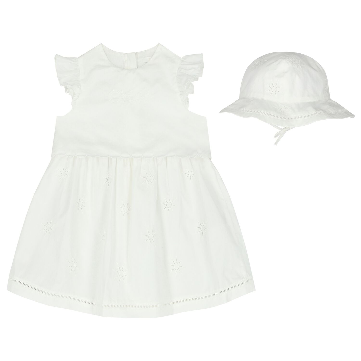 Younger Girls White Logo Dress Set, 1, hi-res