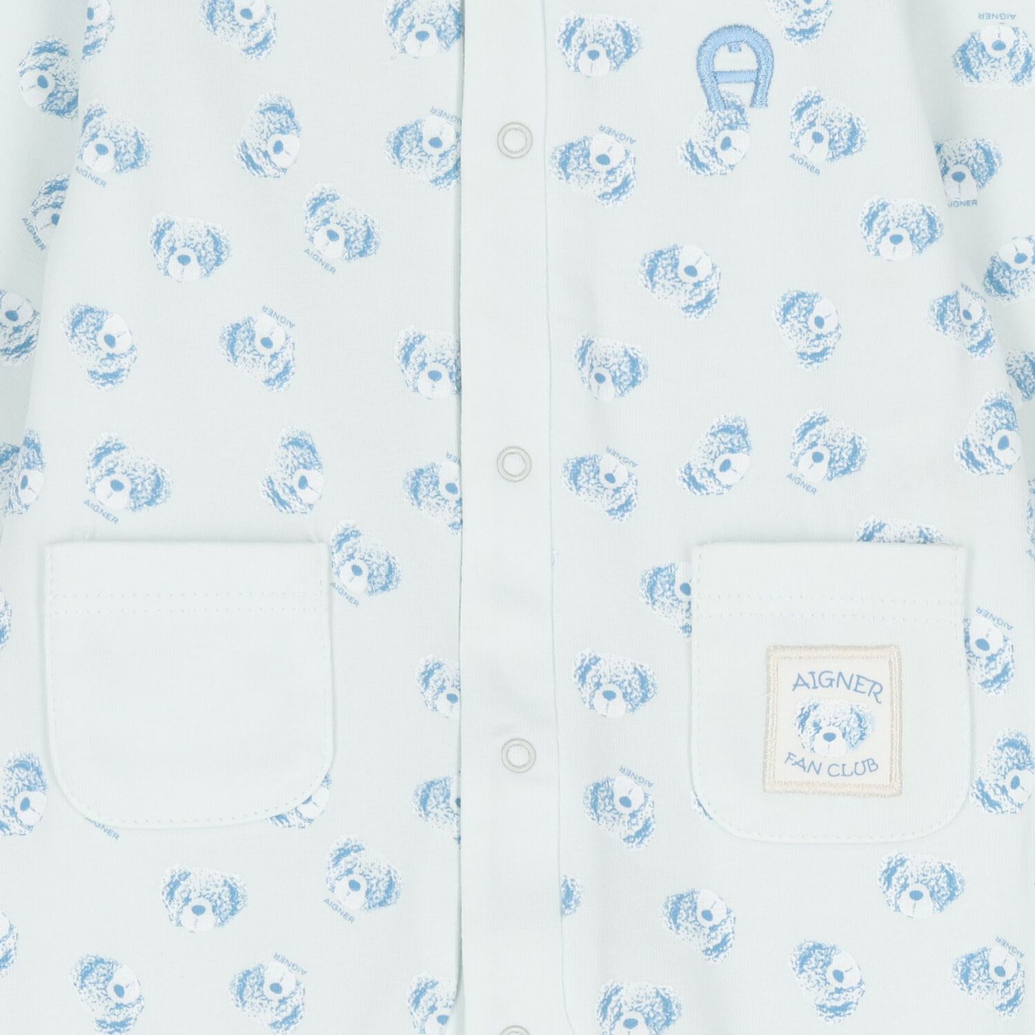Baby Boys Blue Teddy Bear Logo Babygrow, 2, hi-res