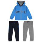 Boys Blue, Grey & Navy Tracksuit Set (3 Piece), 1, hi-res