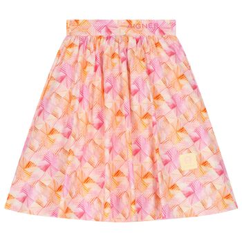 Girls Pink & Orange Logo Skirt
