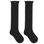 Girls Black Jacquard Socks, 2, hi-res