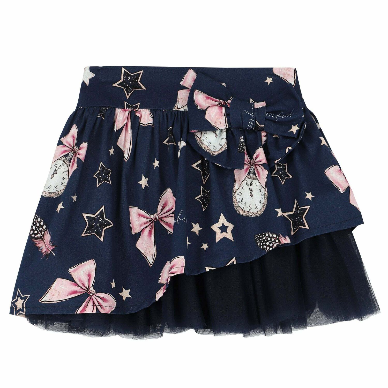 Girls White & Navy Skirt Set, 1, hi-res