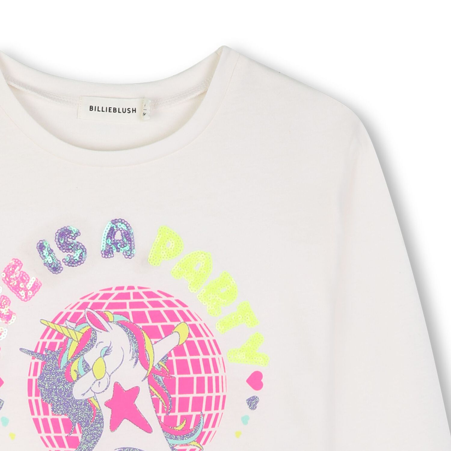 Girls Ivory Sequin Unicorn Long Sleeeve Top, 1, hi-res