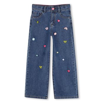 Girls Blue Wide Leg Charm Jeans