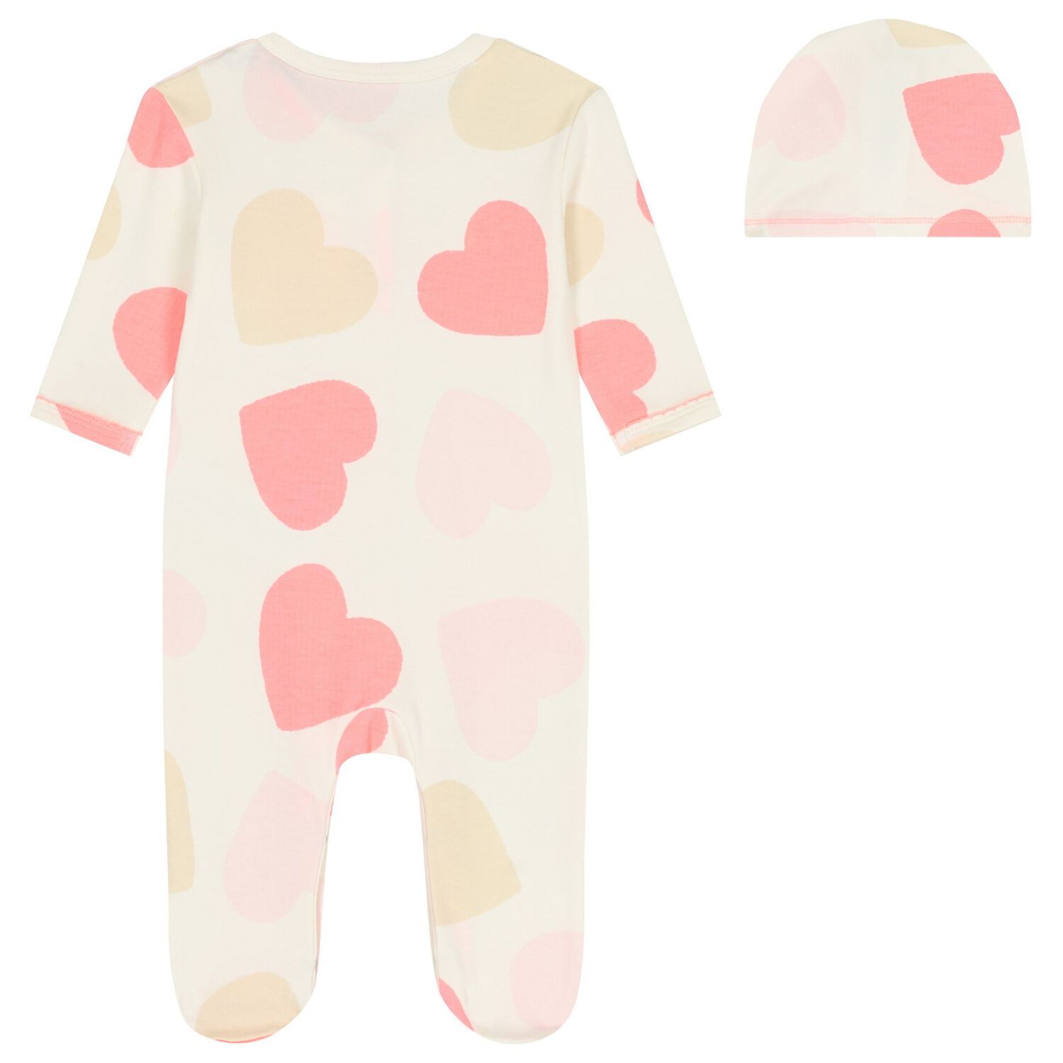 Baby Girls Ivory & Pink Heart Babygrow Gift Set, 1, hi-res