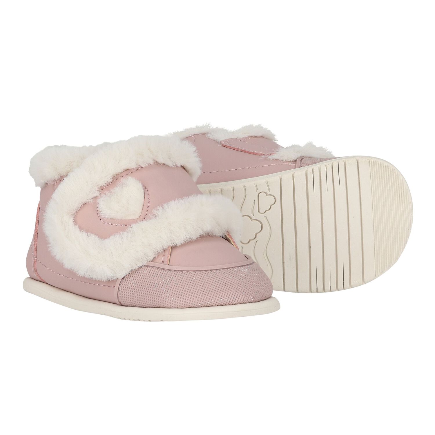 Baby Girls Pink Fur Faux Trainers, 1, hi-res image number null