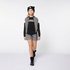 Girls Black & White Logo Zip Up Top, 1, hi-res