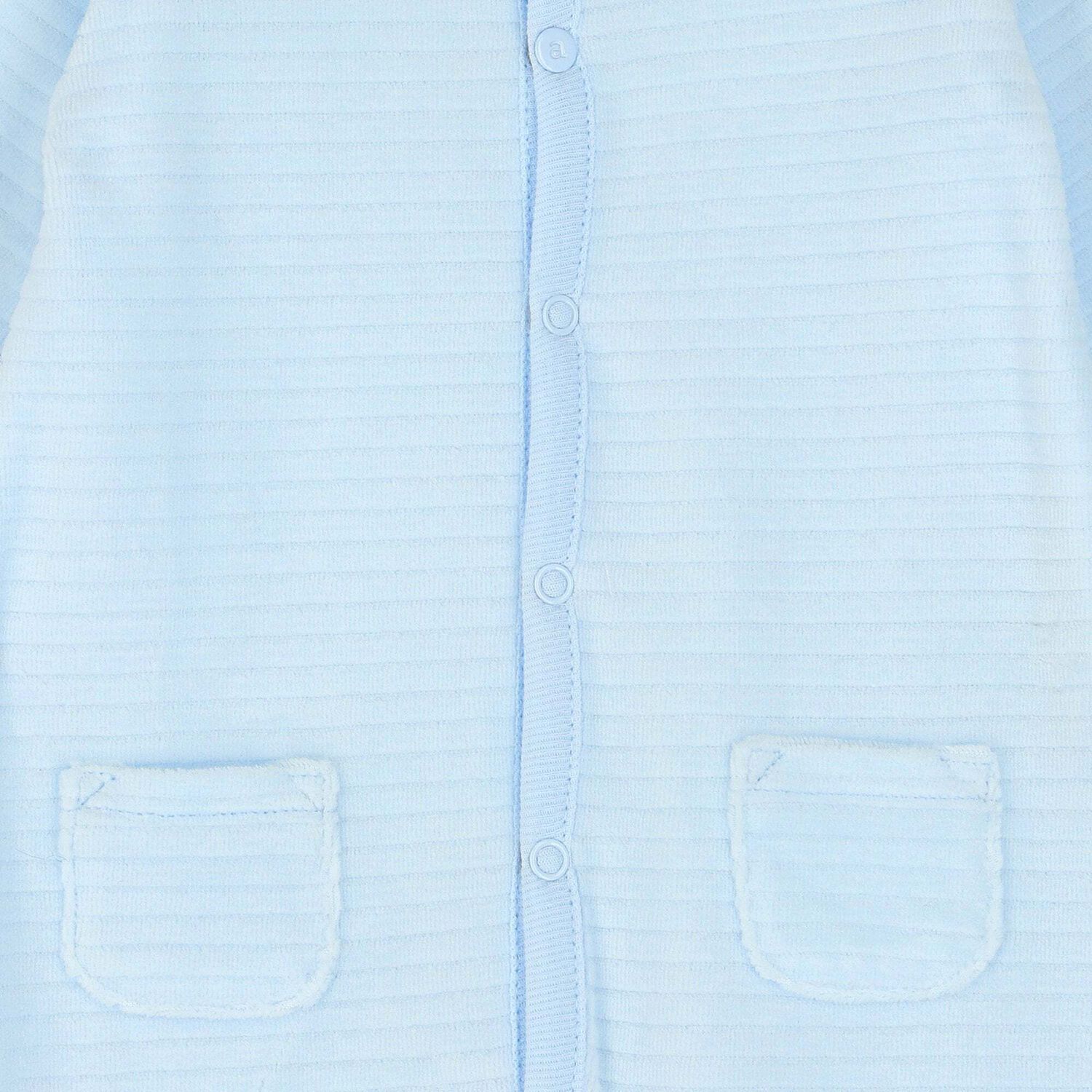 Blue Velour Babygrow, 1, hi-res