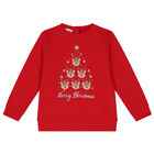 Girls Red Reindeer Sweatshirt, 1, hi-res