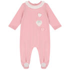Girls Pink Heart Babygrow, 1, hi-res