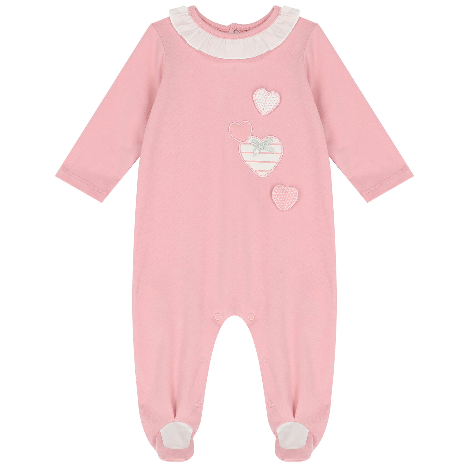 Girls Pink Heart Babygrow, 1, hi-res image number null