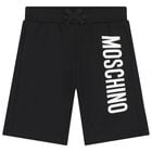 Boys Black Logo Shorts, 2, hi-res