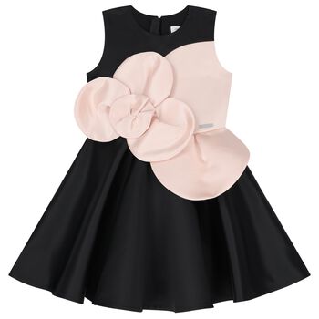 Girls Black & Pink Flower Dress