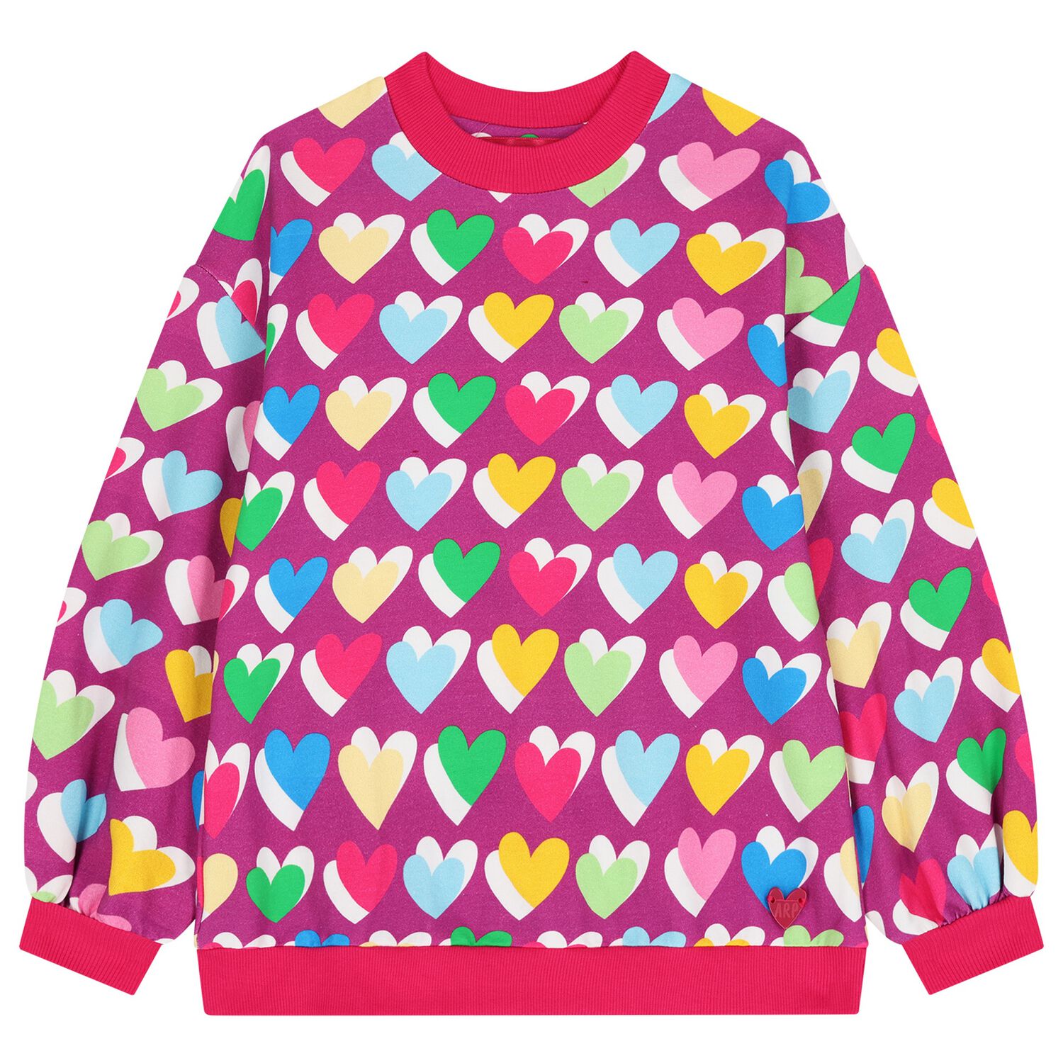Girls Purple & Pink Heart Sweatshirt, 1, hi-res