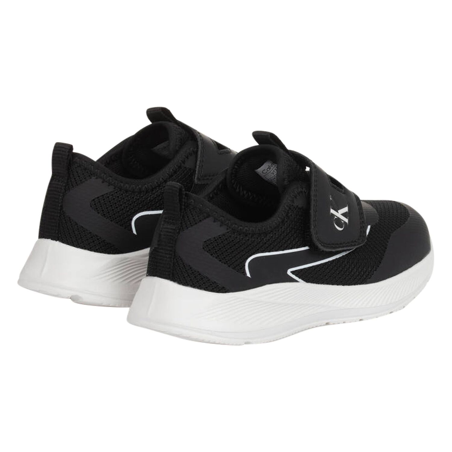 Boys Black & White Logo Trainers, 1, hi-res