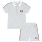 Boys Grey Polo Short Set, 1, hi-res