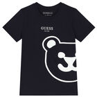 Boys Navy Blue Teddy Bear Logo T-Shirt, 1, hi-res