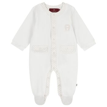 Baby Boys Navy Blue Logo Babygrow