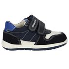 Baby Boys Navy Blue Logo Trainers, 1, hi-res