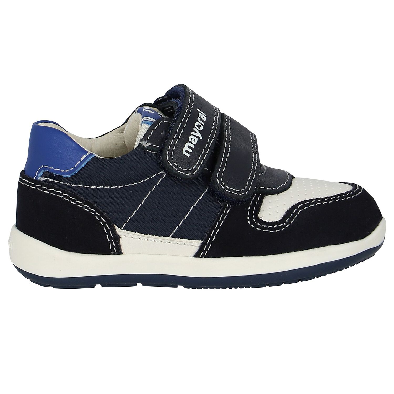 Baby Boys Navy Blue Logo Trainers, 1, hi-res