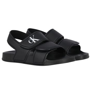 Black Logo Sandals