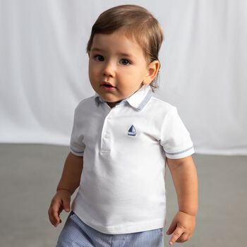 Younger Boys White Boat Polo Shirt