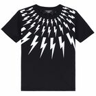 Boys Black Fair-isle Thunderbolt Jersey T-shirt, 2, hi-res