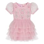 Baby Girls Pink Embellished Crystal Tulle Dress Set, 1, hi-res