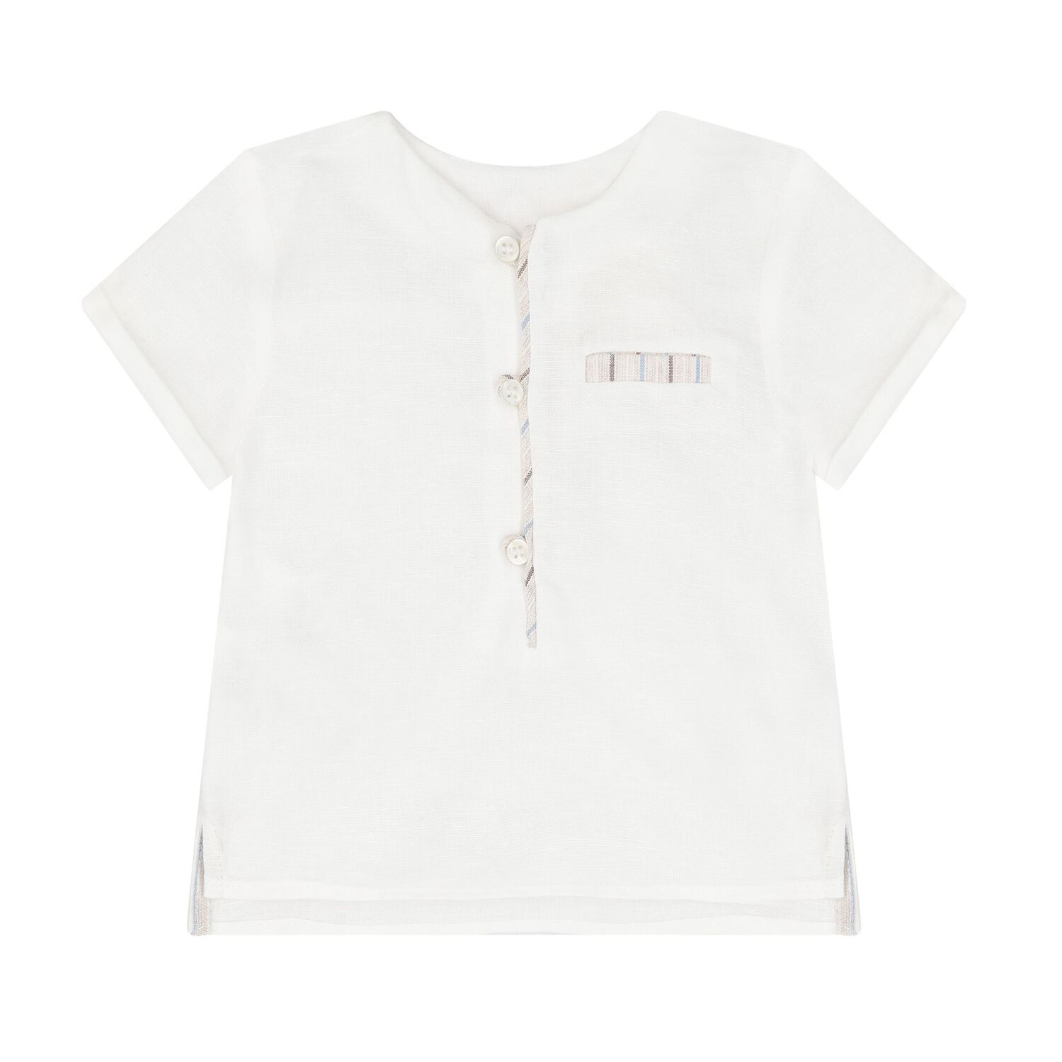 Baby Boys White & Beige Linen Shorts Set, 1, hi-res